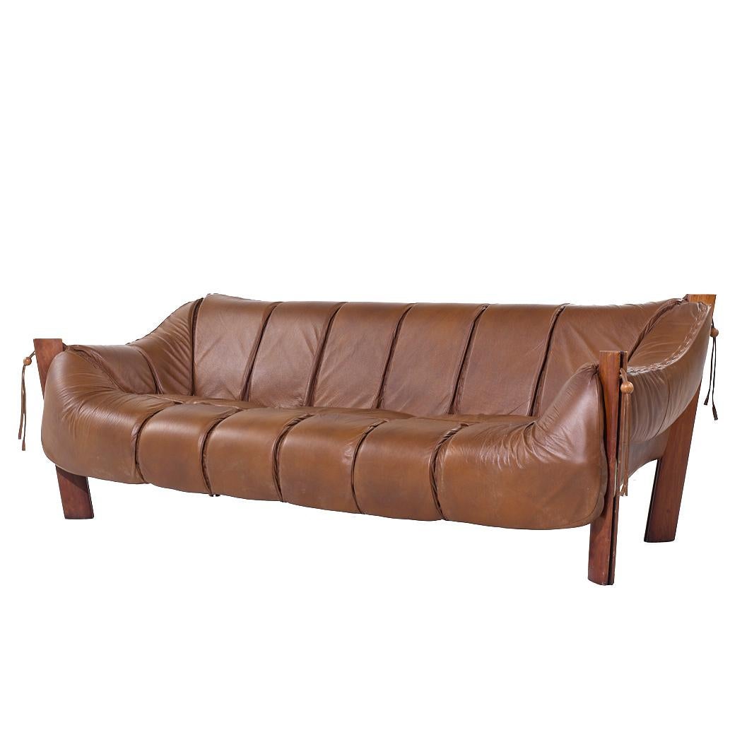 Mid-Century Modern Percival Lafer MP-211 Mid Century Brazilian Rosewood and Leather Sofa For Sale
