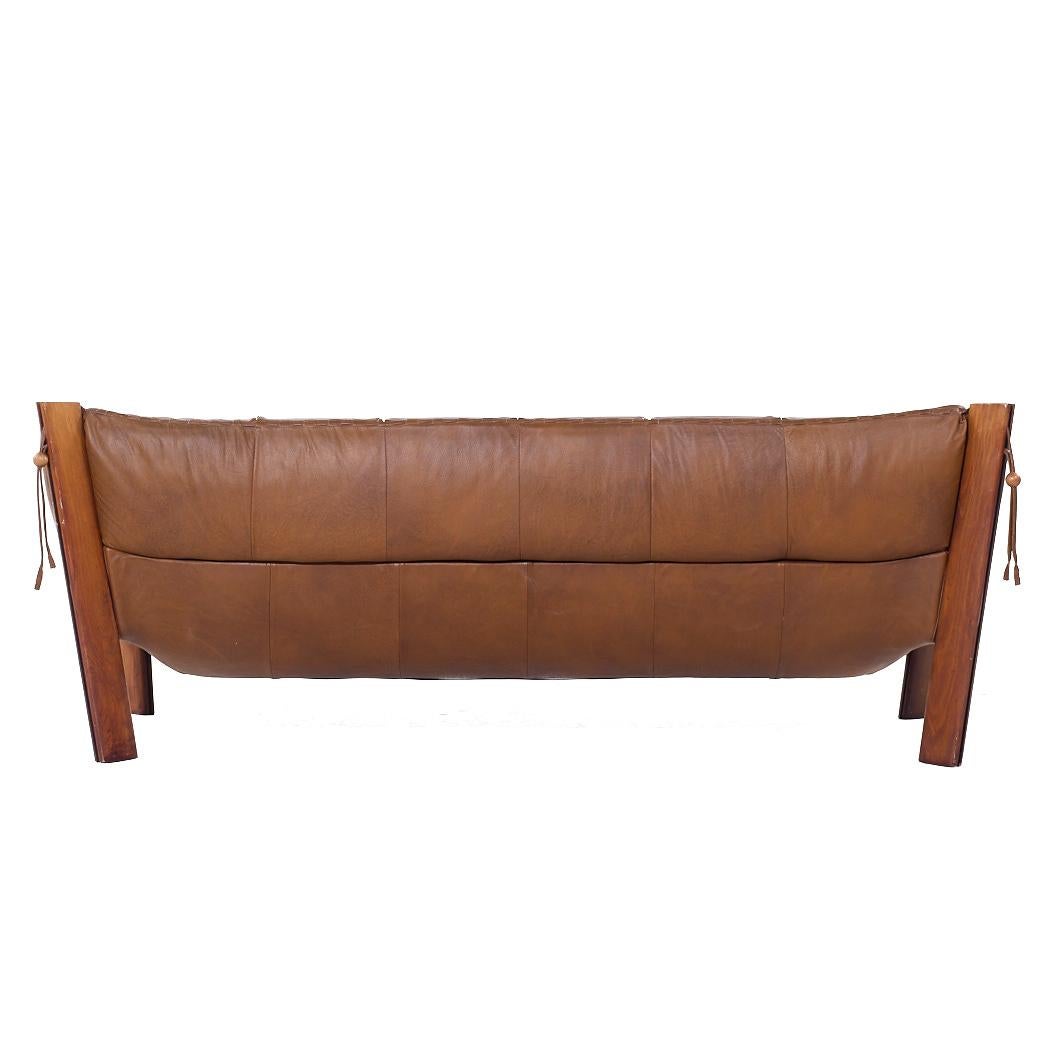 Late 20th Century Percival Lafer MP-211 Mid Century Brazilian Rosewood and Leather Sofa For Sale