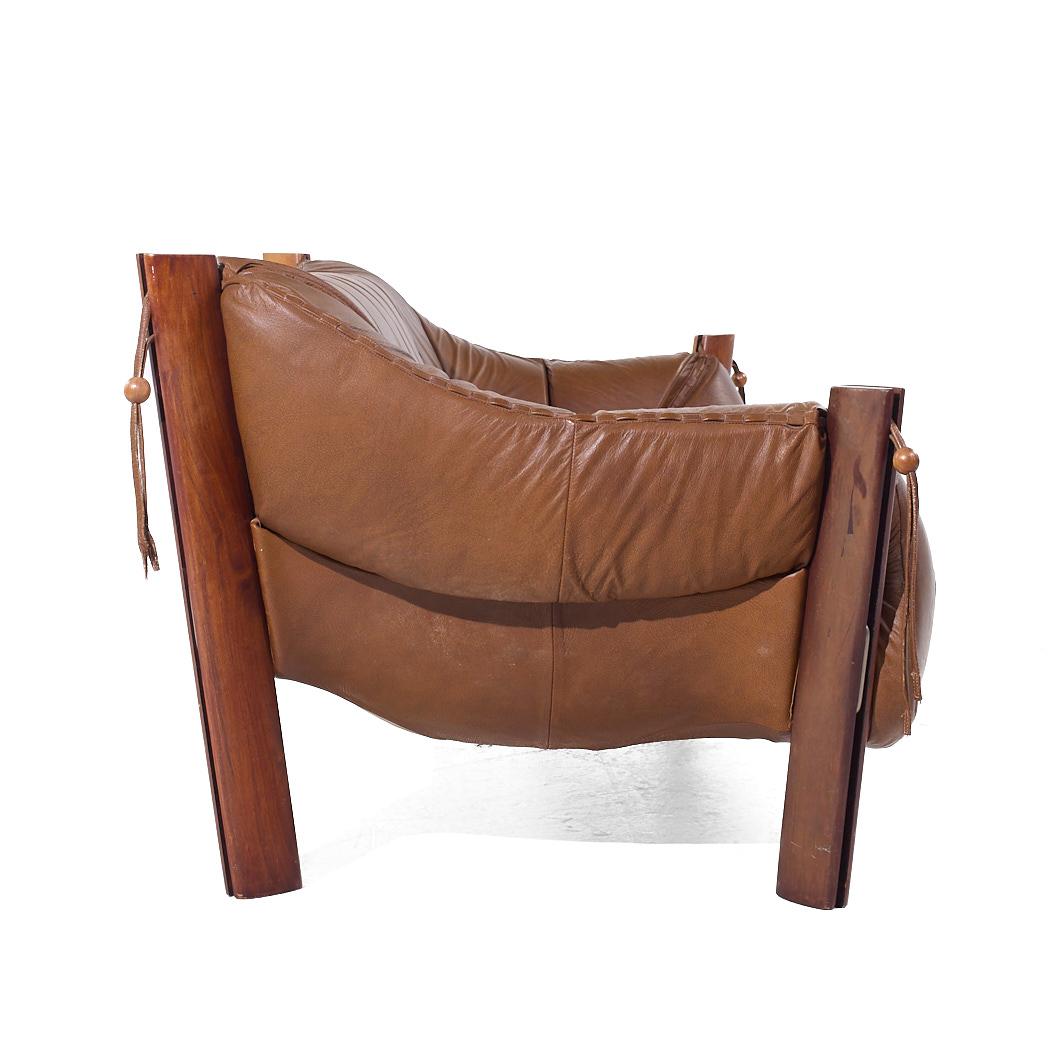 Percival Lafer MP-211 Mid Century Brazilian Rosewood and Leather Sofa For Sale 2