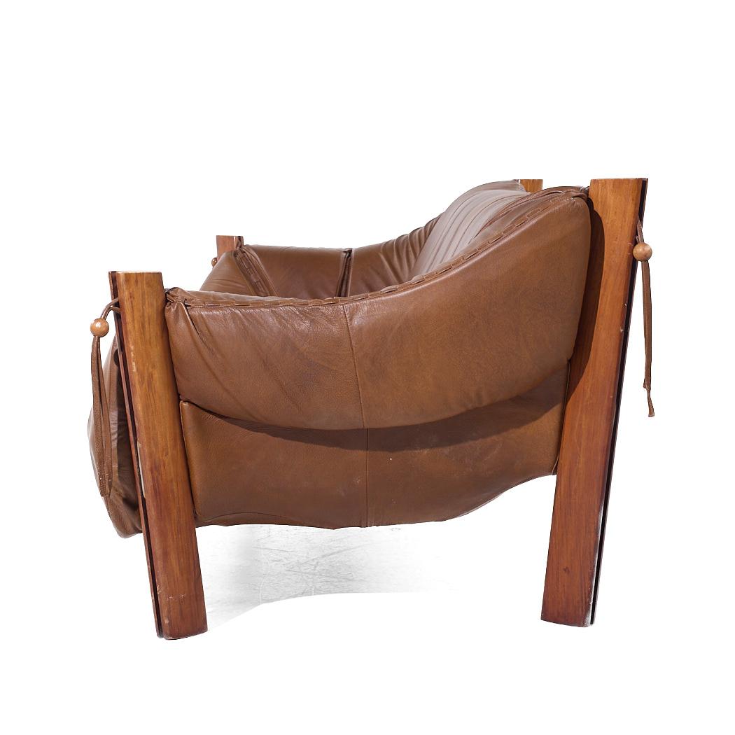 Percival Lafer MP-211 Mid Century Brazilian Rosewood and Leather Sofa For Sale 3