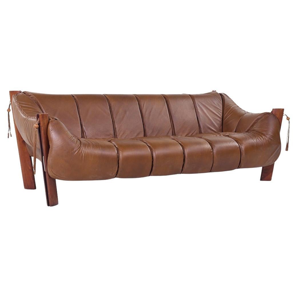 Percival Lafer MP-211 Mid Century Brazilian Rosewood and Leather Sofa