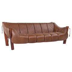 Percival Lafer MP-211 Mid Century Brazilian Rosewood and Leather Sofa