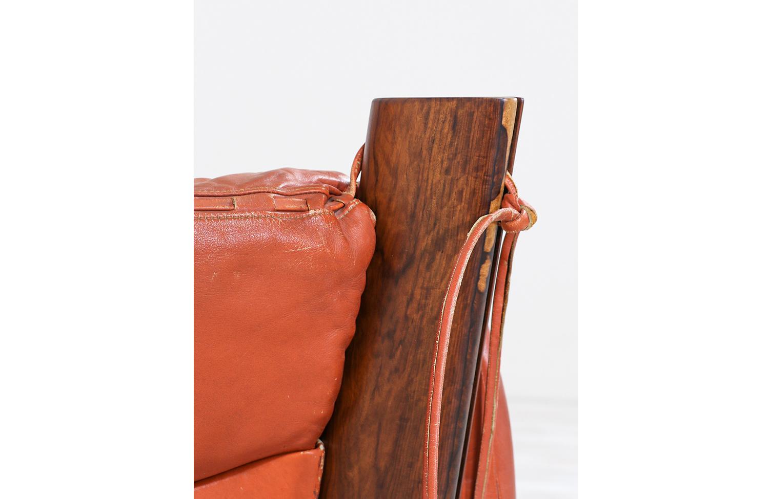 Percival Lafer MP-211 Series Brazilian Rosewood and Leather Lounge Chair 1