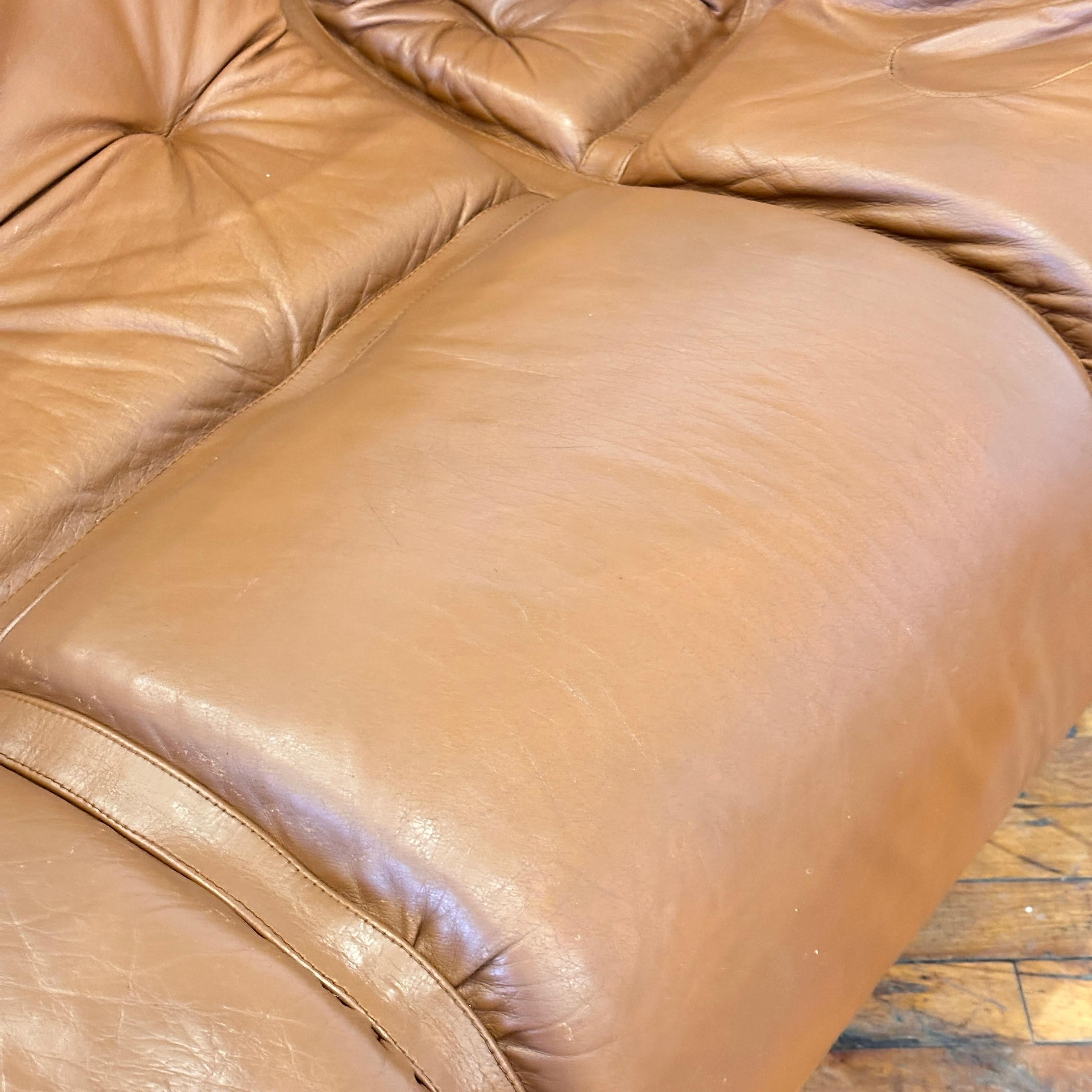 Late 20th Century Percival Lafer MP-211 Three Seater Cognac Leather Sofa