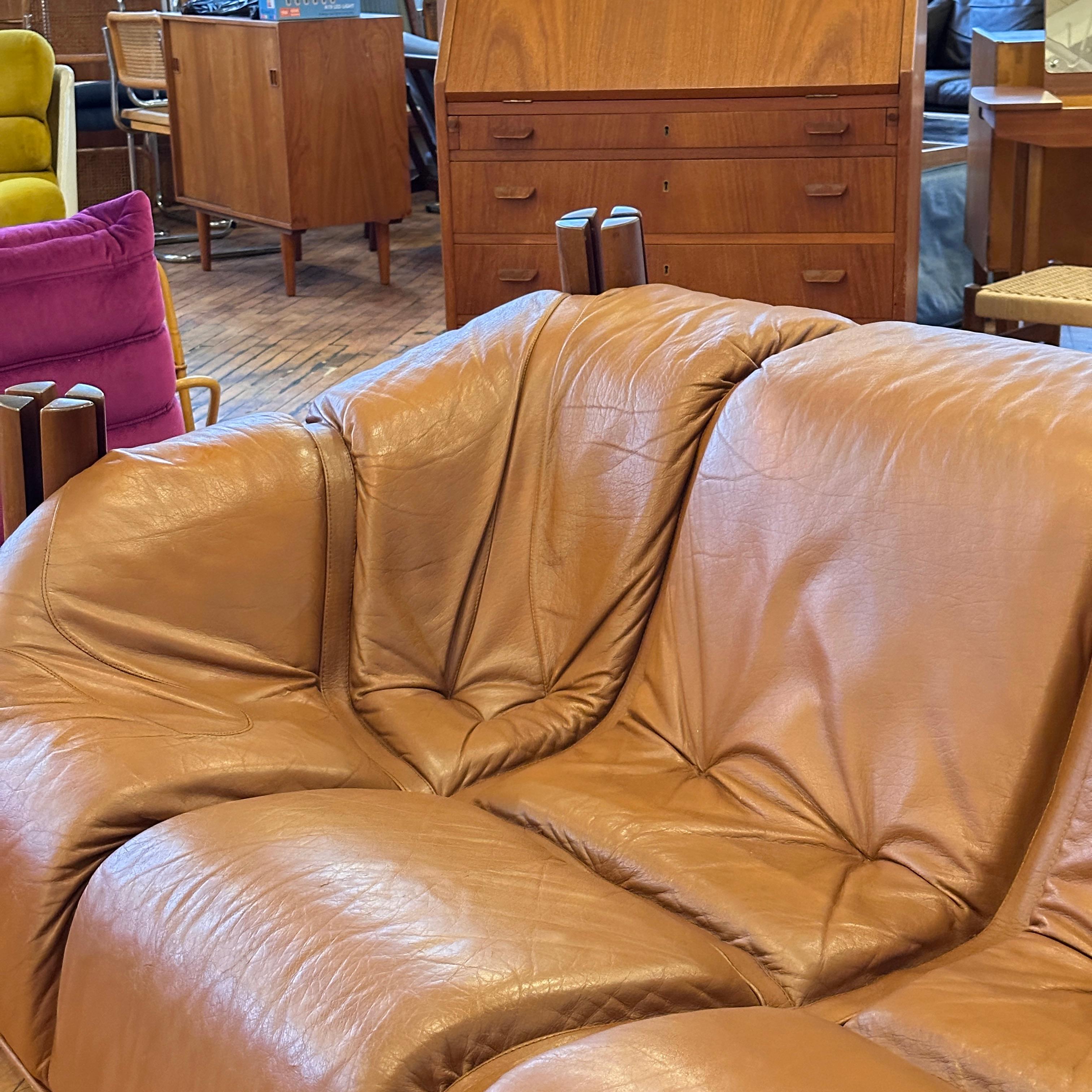 Percival Lafer MP-211 Three Seater Cognac Leather Sofa 2