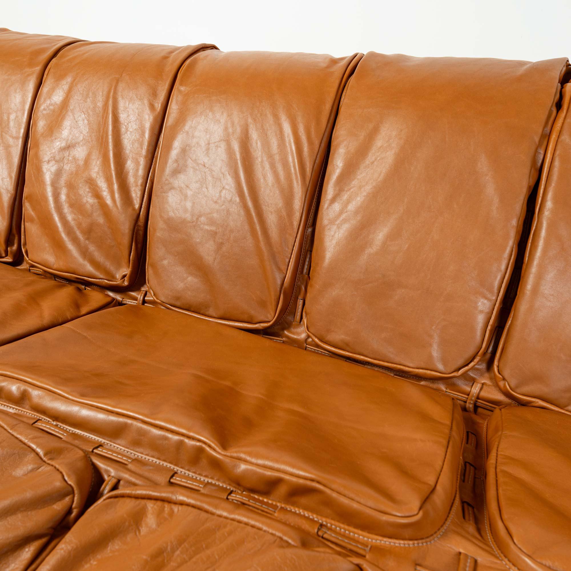 Percival Lafer MP-211 three seater sofa in rosewood and Maharam Sorghum leather 4