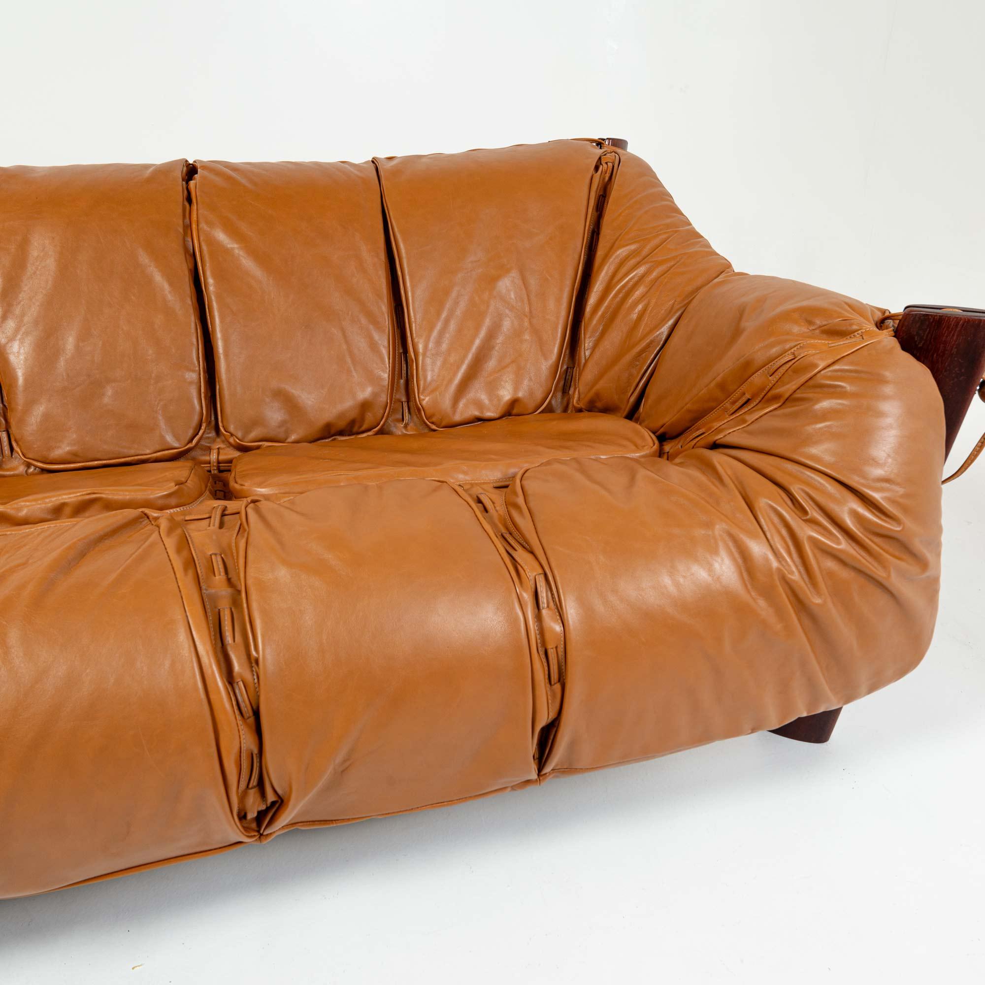 Percival Lafer MP-211 three seater sofa in rosewood and Maharam Sorghum leather 5