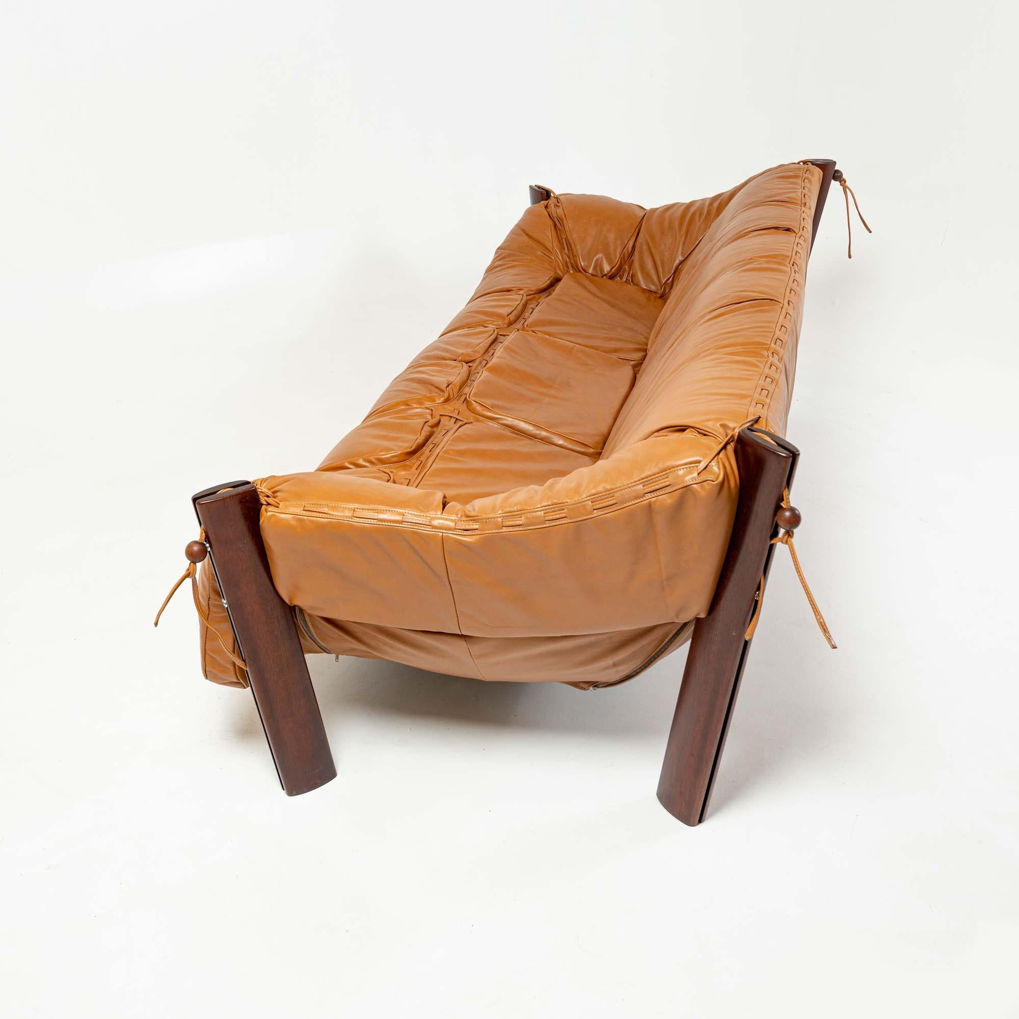 Late 20th Century Percival Lafer MP-211 three seater sofa in rosewood and Maharam Sorghum leather