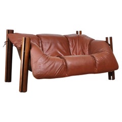 Percival Lafer MP-211 Two Seater Sofa in Cognac Leather, Brasil 1960s