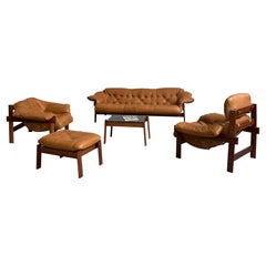 Percival Lafer MP-41 Armchair Sofa Ottoman Coffee Table Set, Brazil 1970s