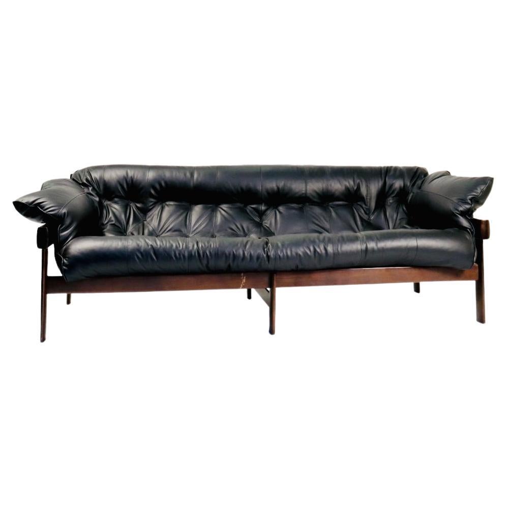 Percival Lafer "Mp-41" Couch Designed by Percival Lafer in Fresh Black Leather