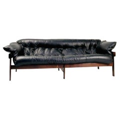 Percival Lafer "Mp-41" Couch Designed by Percival Lafer in Fresh Black Leather