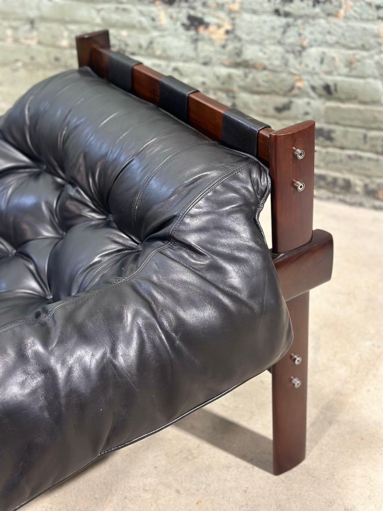 Mid-20th Century Percival Lafer MP-41 Jacaranda Tufted Leather Lounge Chair & Ottoman, 1960