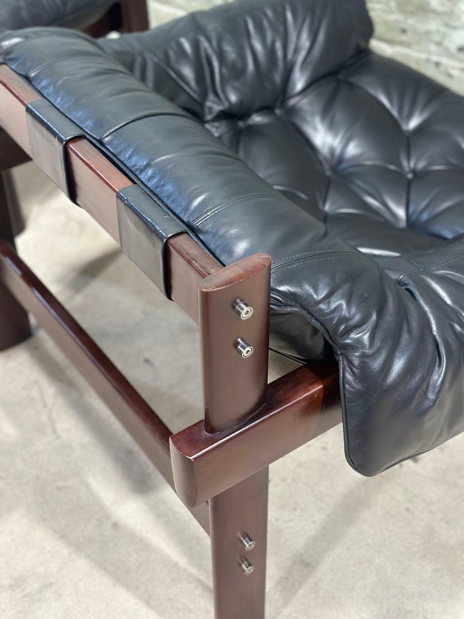 Percival Lafer MP-41 Jacaranda Tufted Leather Lounge Chair & Ottoman, 1960 1