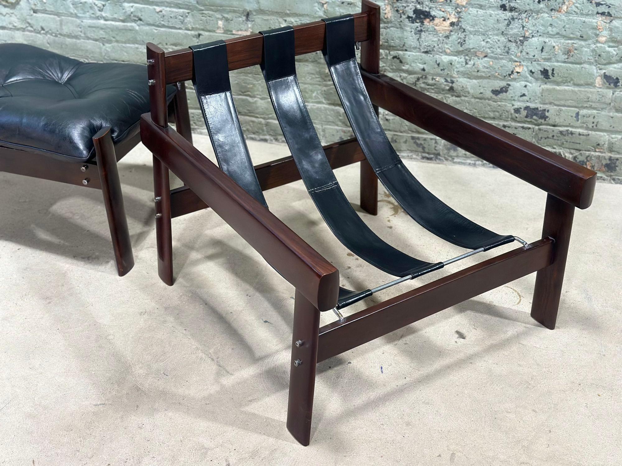 Percival Lafer MP-41 Jacaranda Tufted Leather Lounge Chair & Ottoman, 1960 3