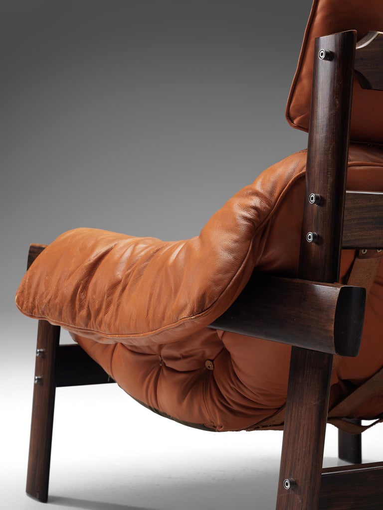Brazilian Percival Lafer 'MP-41' Lounge Chair with Ottoman in Leather