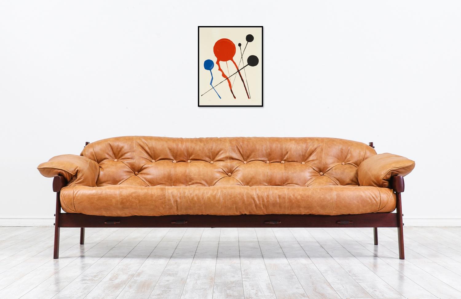 Mid-Century Modern Percival Lafer MP-41 Series Brazilian Leather Sofa