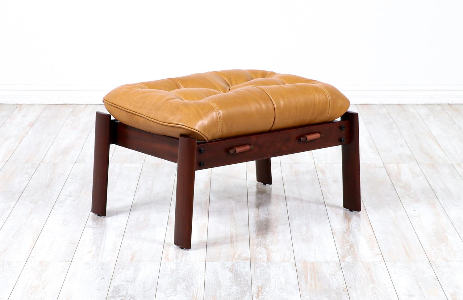 Percival Lafer MP-41 series Brazilian leather stool.