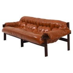 Percival Lafer MP-41 sofa in cognac leather, Brazil 1970s
