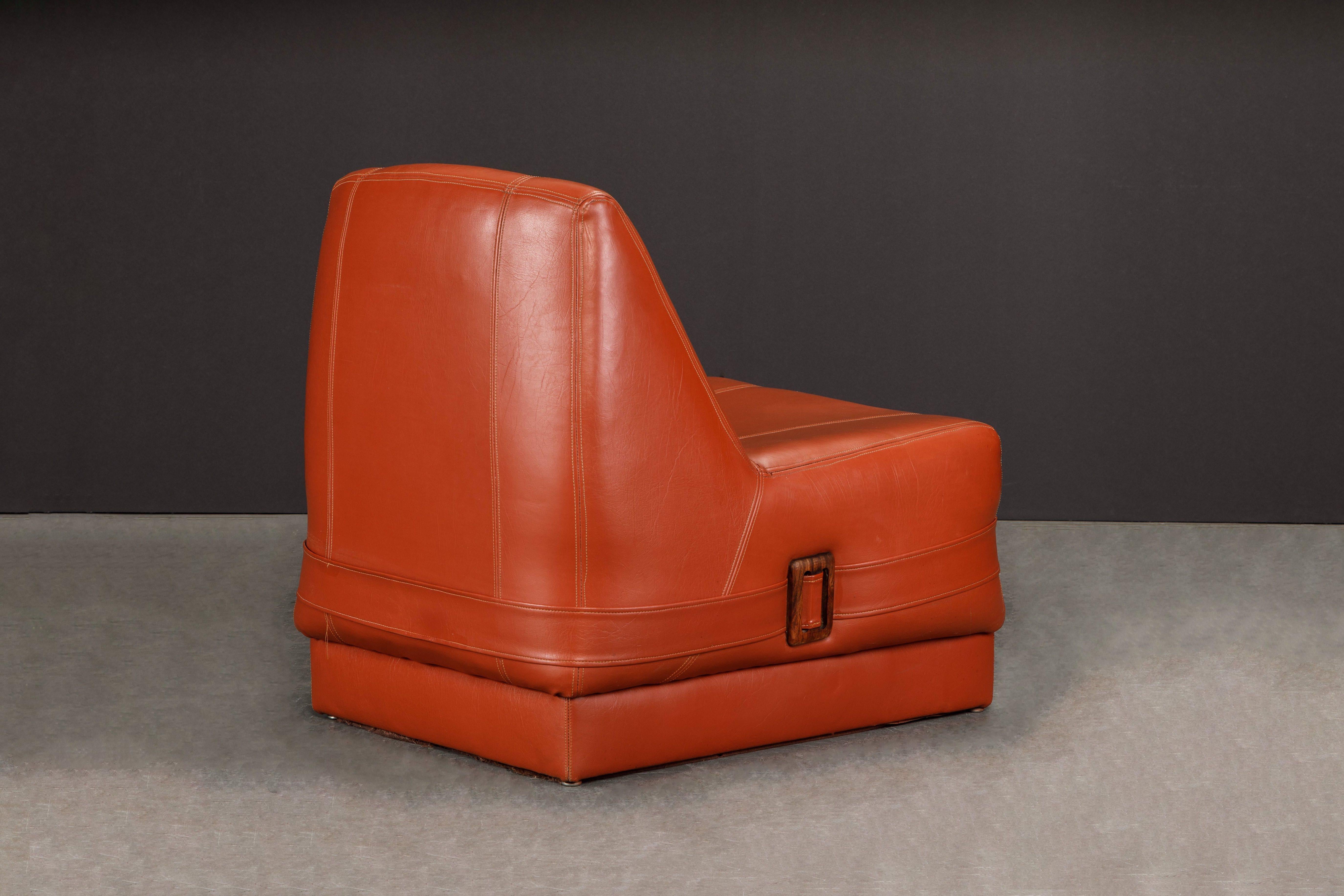 Percival Lafer MP-75 Lounge Chairs w Rosewood Buckles, 1970 Brazil, Set of Four For Sale 1