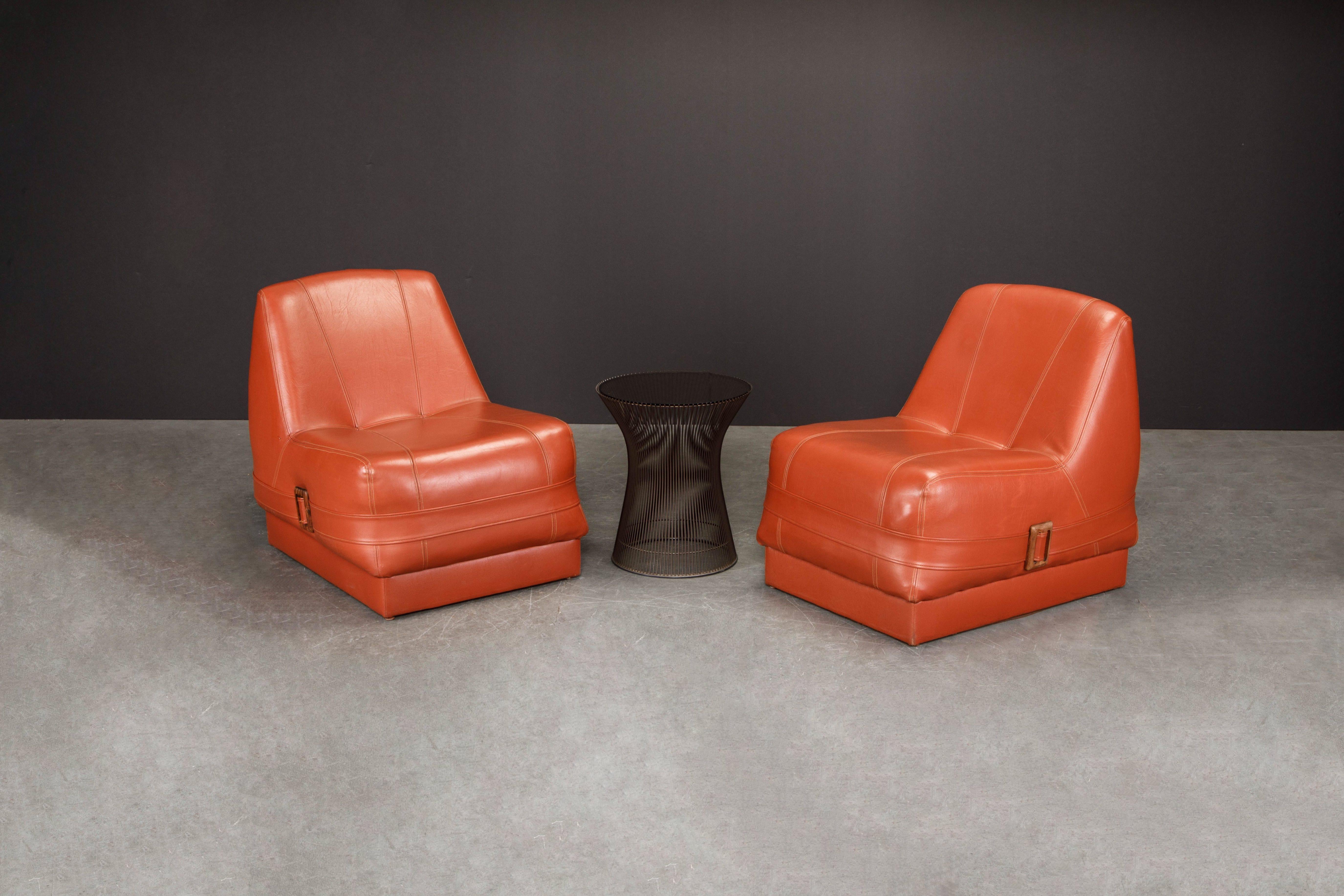 Mid-Century Modern Percival Lafer MP-75 Lounge Chairs w Rosewood Buckles, 1970 Brazil, Set of Four For Sale