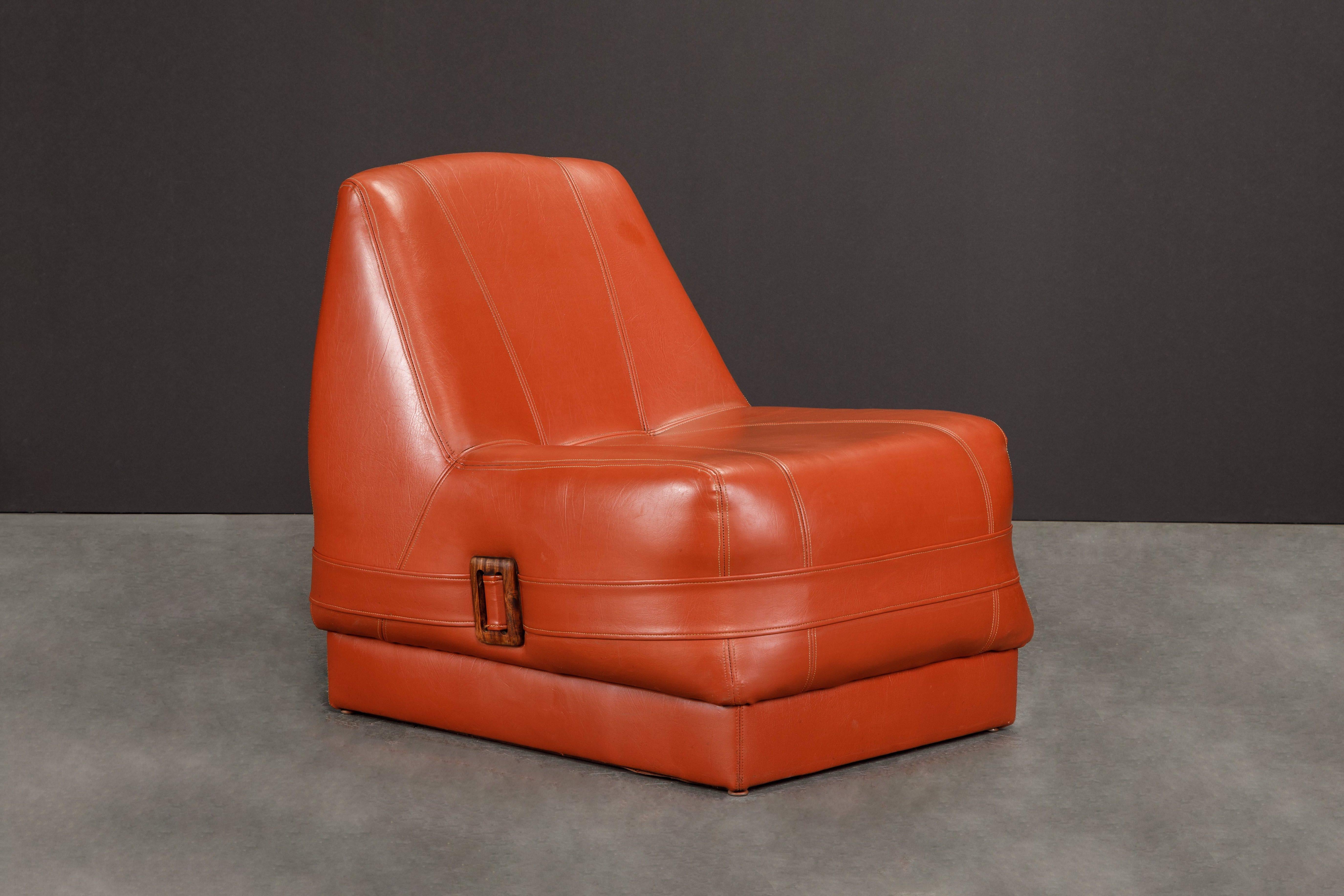 Late 20th Century Percival Lafer MP-75 Lounge Chairs w Rosewood Buckles, 1970 Brazil, Set of Four For Sale