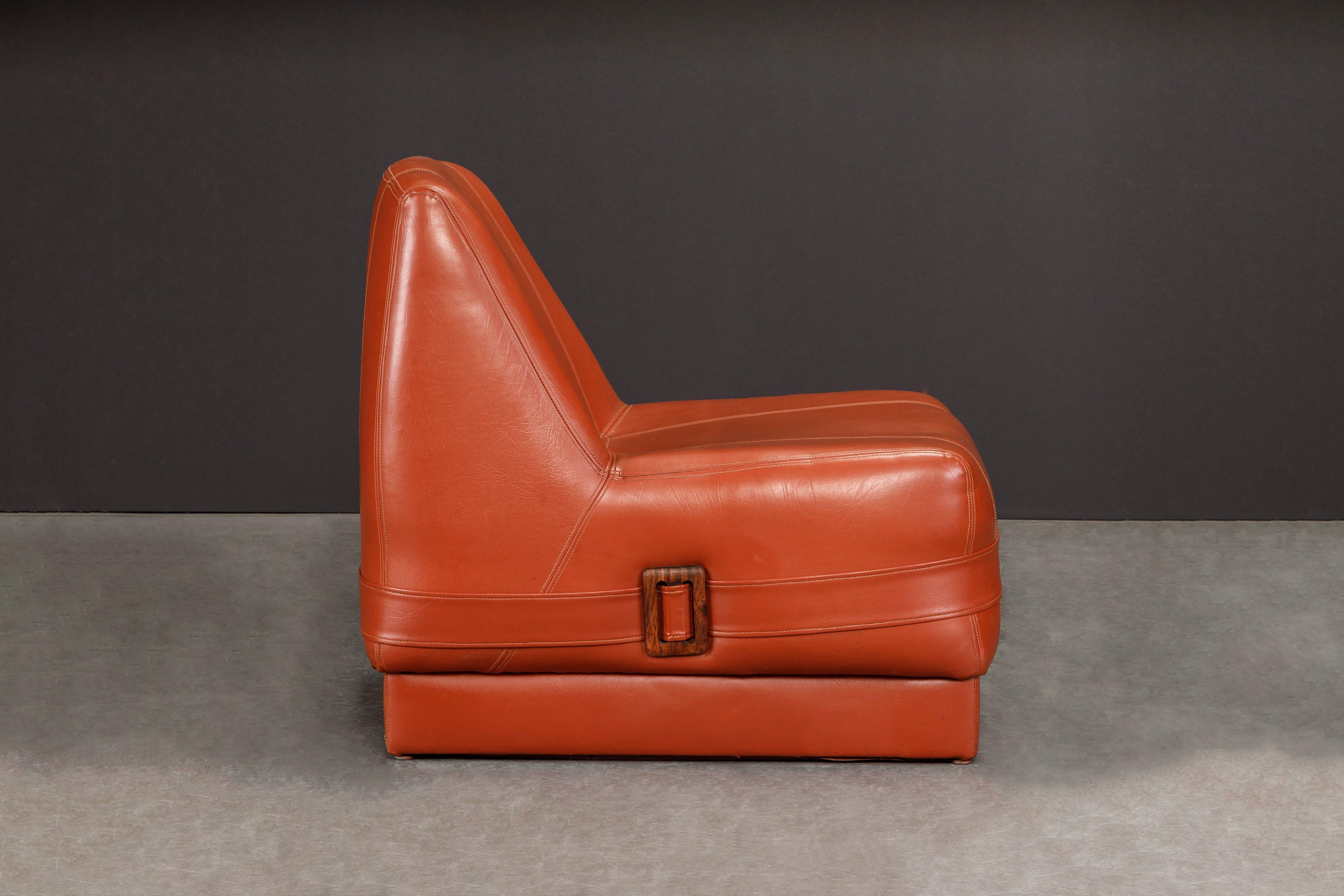 Upholstery Percival Lafer MP-75 Lounge Chairs w Rosewood Buckles, 1970 Brazil, Set of Four For Sale