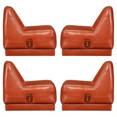 Percival Lafer MP-75 Lounge Chairs w Rosewood Buckles, 1970 Brazil, Set of Four