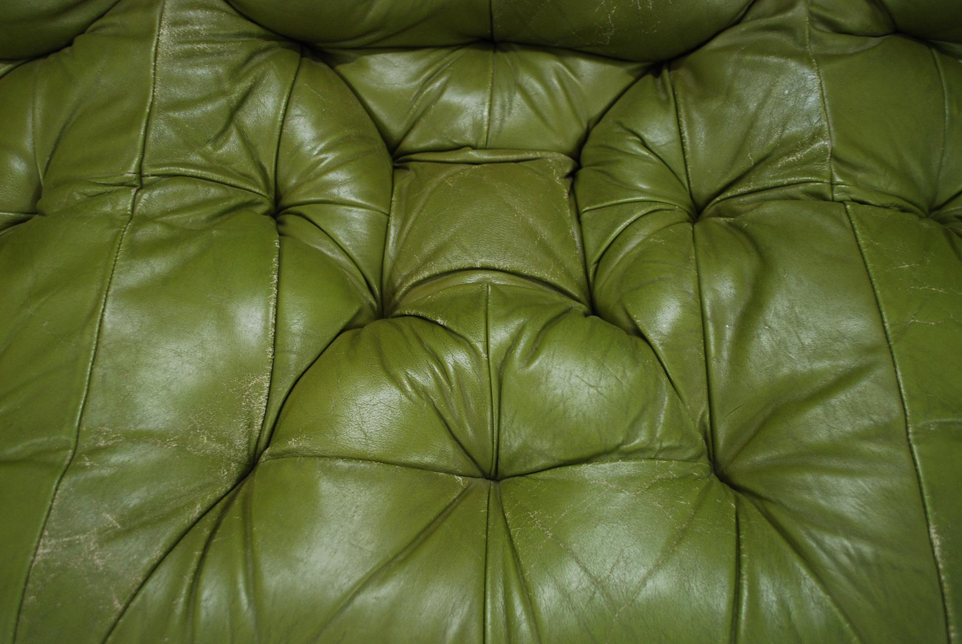 20th Century Percival Lafer MP 81 Green Leather Sofa 1972