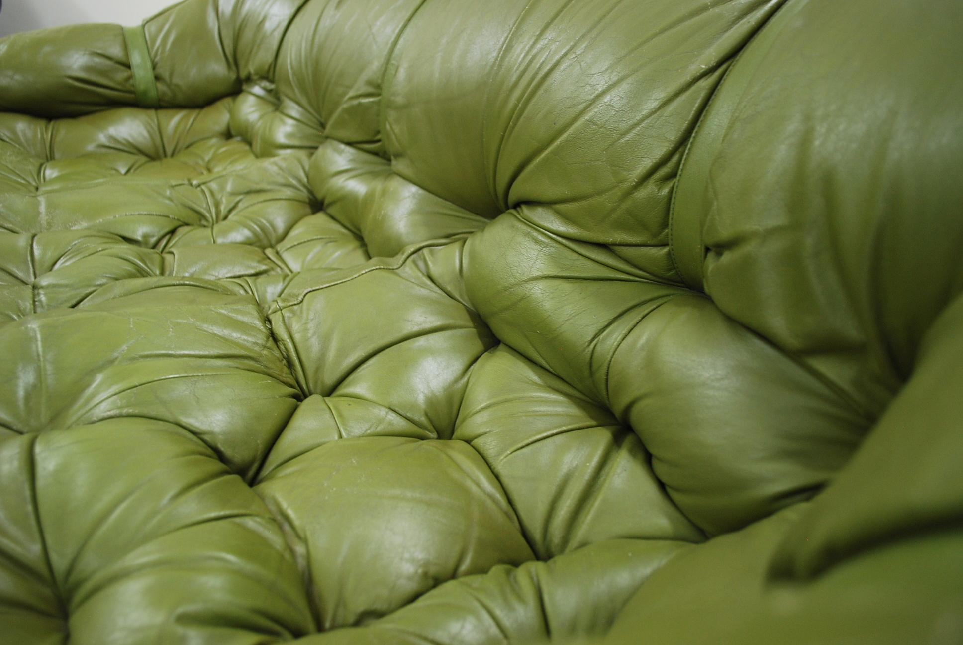 Percival Lafer MP 81 Green Leather Sofa 1972 1