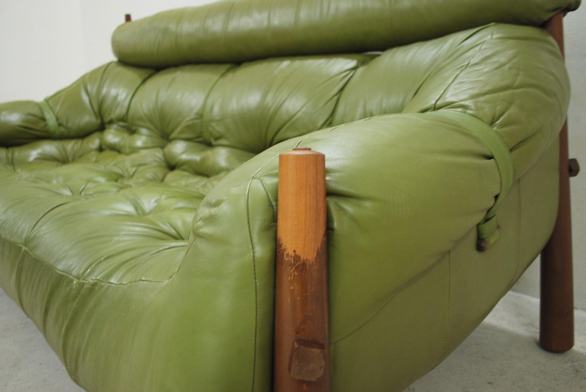 Percival Lafer MP 81 Green Leather Sofa 1972 3