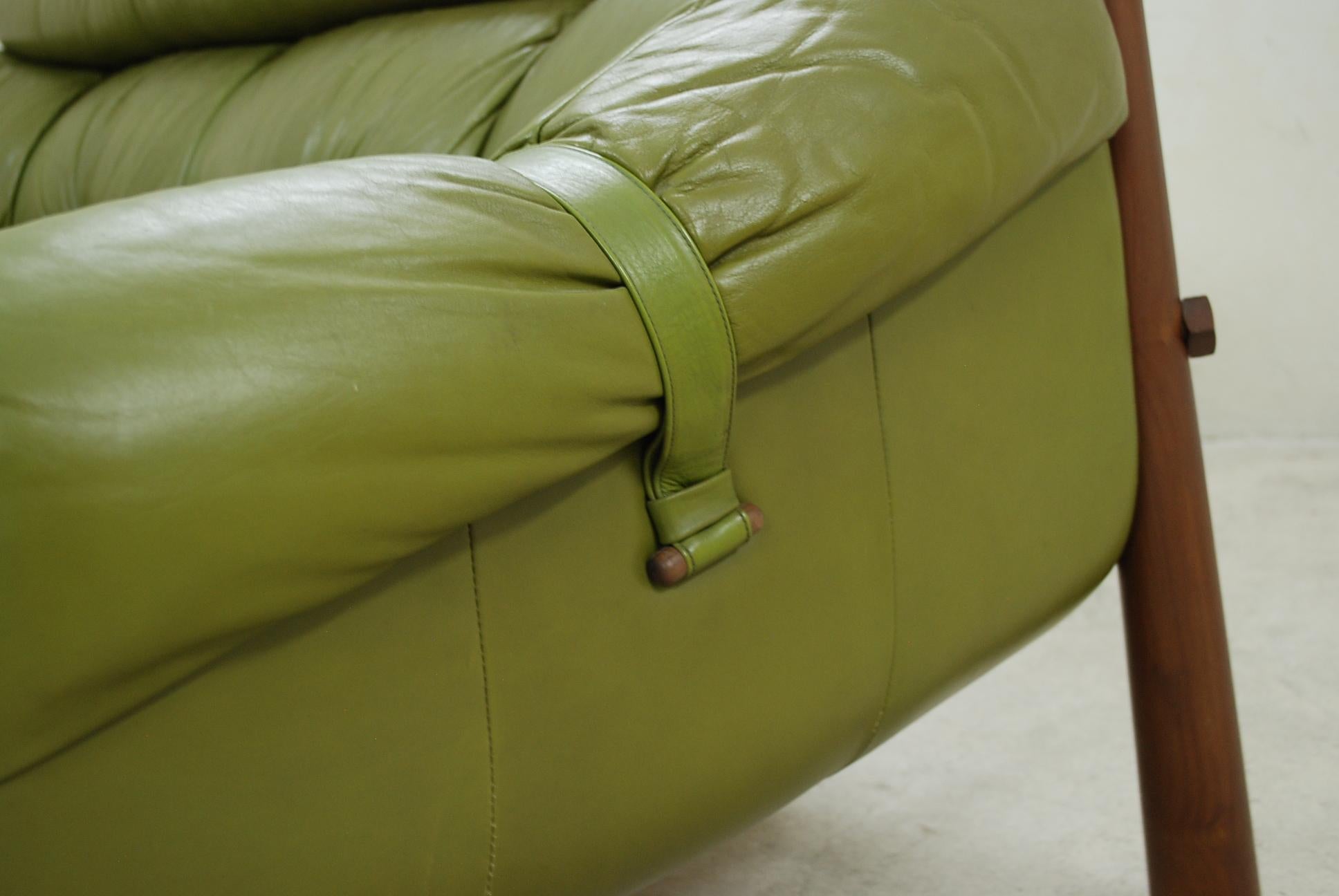 Percival Lafer MP 81 Green Leather Sofa 1972 4