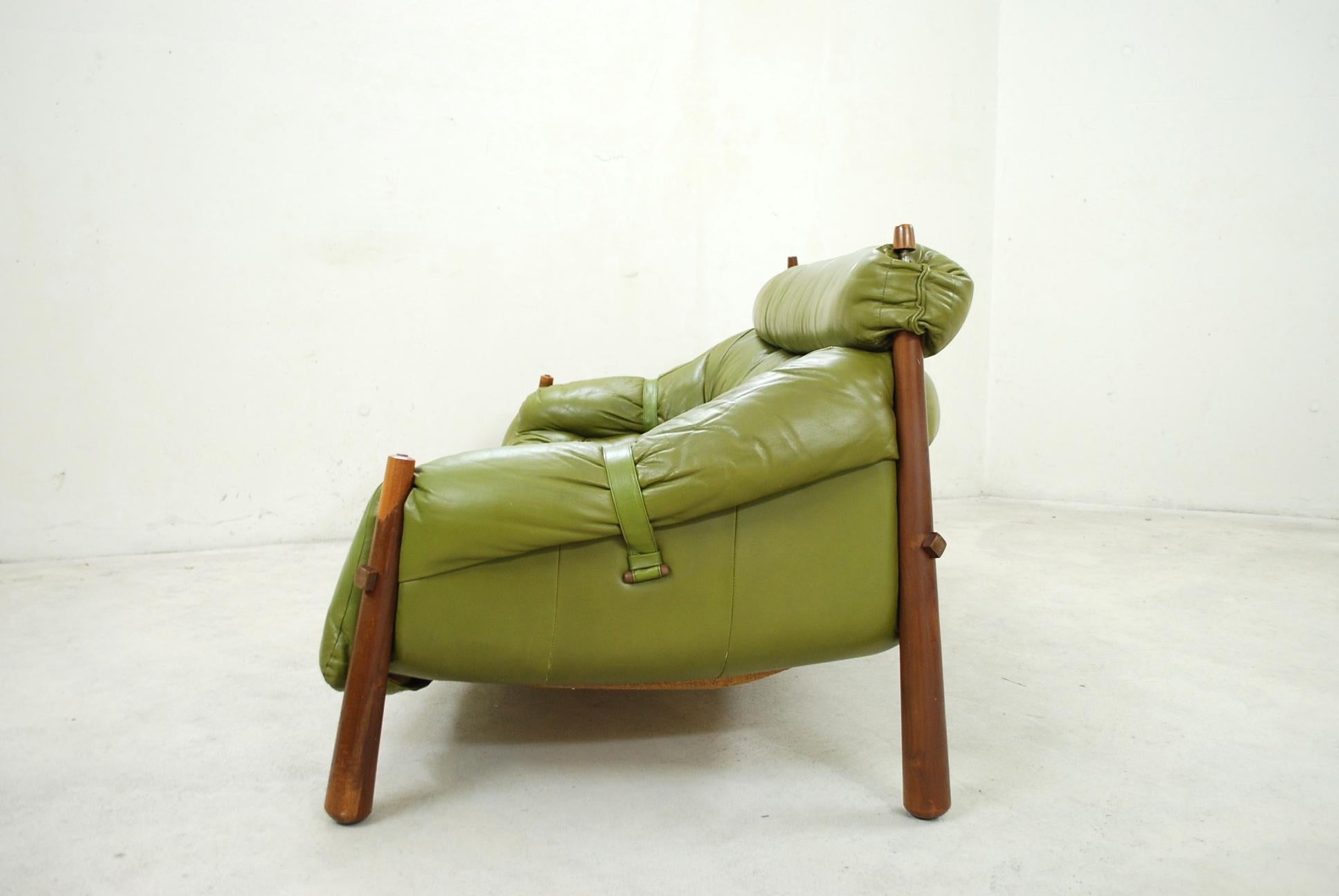 Percival Lafer MP 81 Green Leather Sofa 1972 6