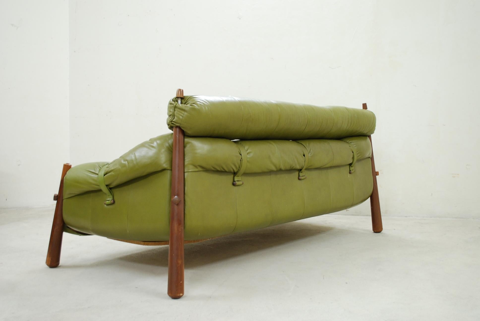 Percival Lafer MP 81 Green Leather Sofa 1972 7
