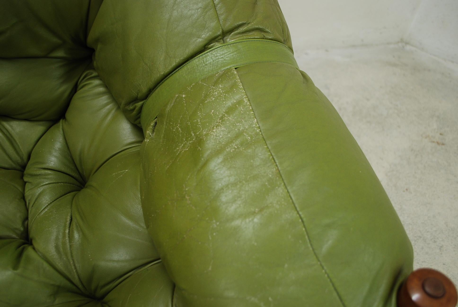 Lacquered Percival Lafer MP 81 Green Leather Sofa 1972