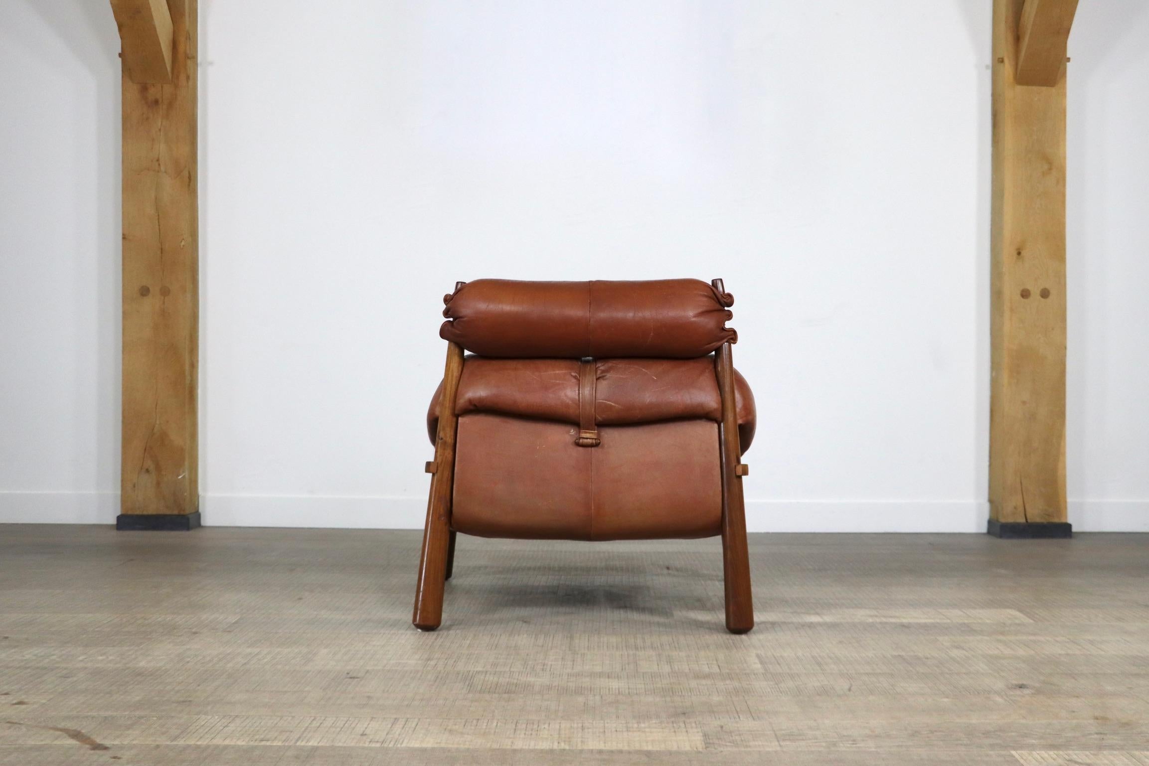 Percival Lafer MP-81 Lounge Chair in Cognac Leather, Brazil, 1970s 7