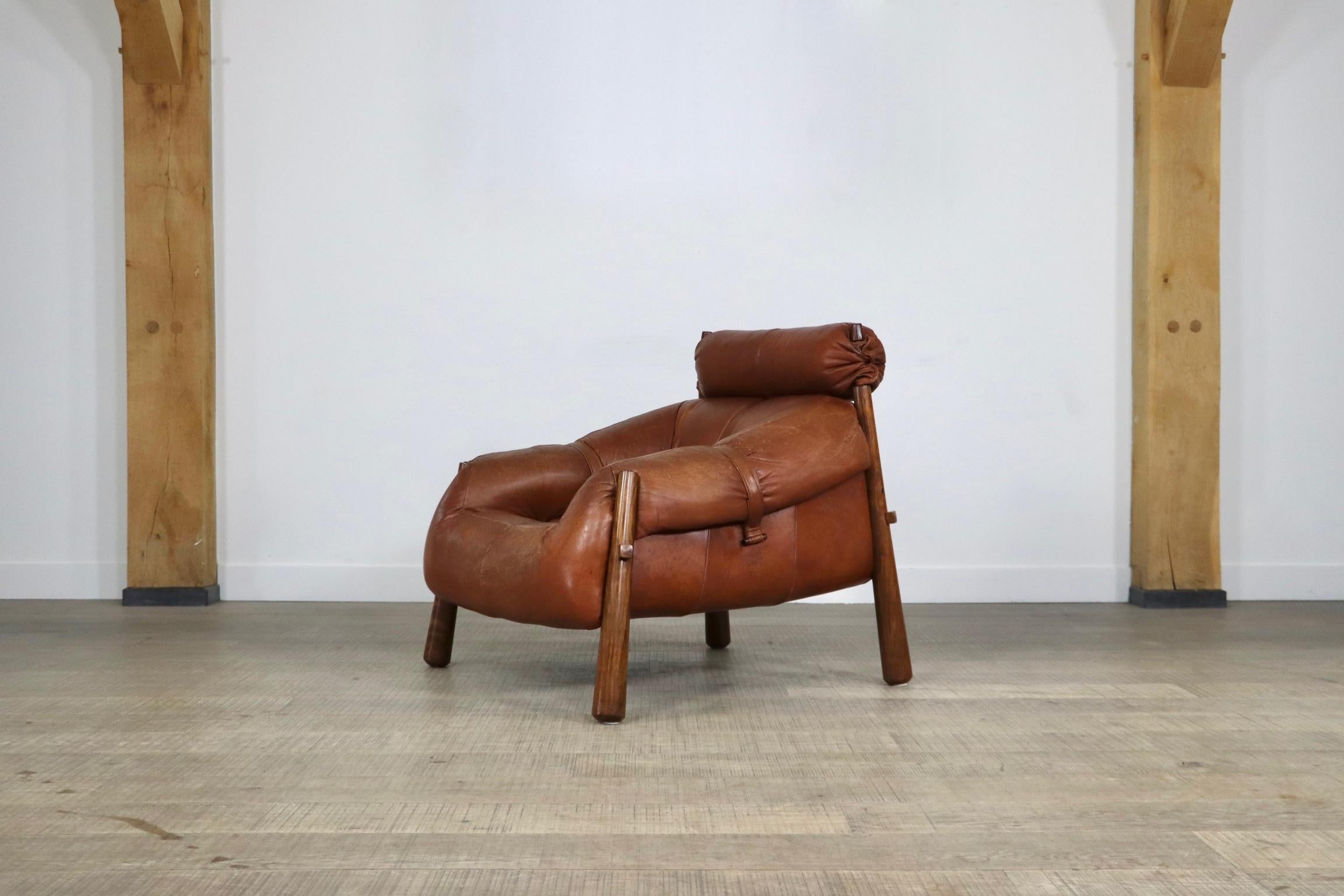 Percival Lafer MP-81 Lounge Chair in Cognac Leather, Brazil, 1970s 8