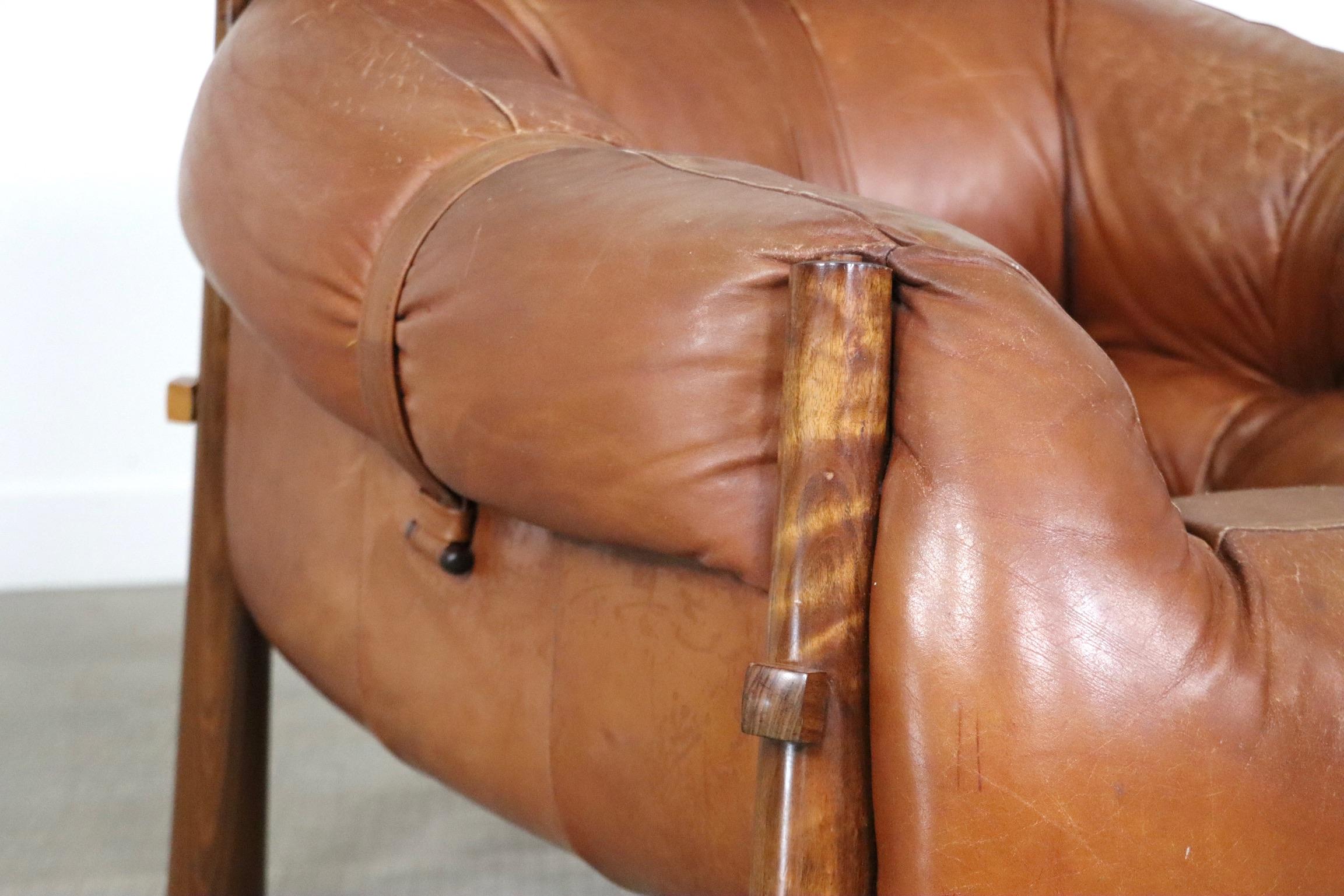Percival Lafer MP-81 Lounge Chair in Cognac Leather, Brazil, 1970s 1