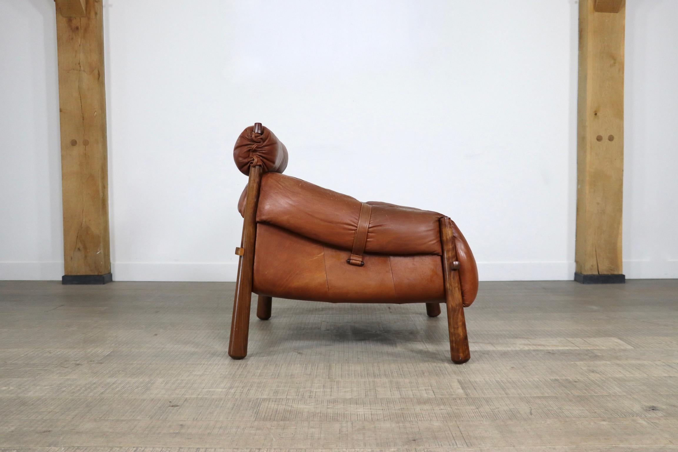 Percival Lafer MP-81 Lounge Chair in Cognac Leather, Brazil, 1970s 3