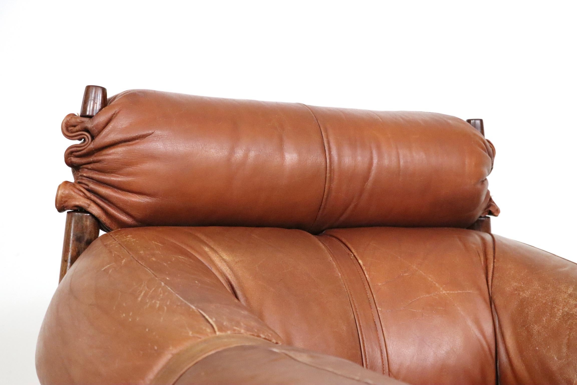 Percival Lafer MP-81 Lounge Chair in Cognac Leather, Brazil, 1970s 4