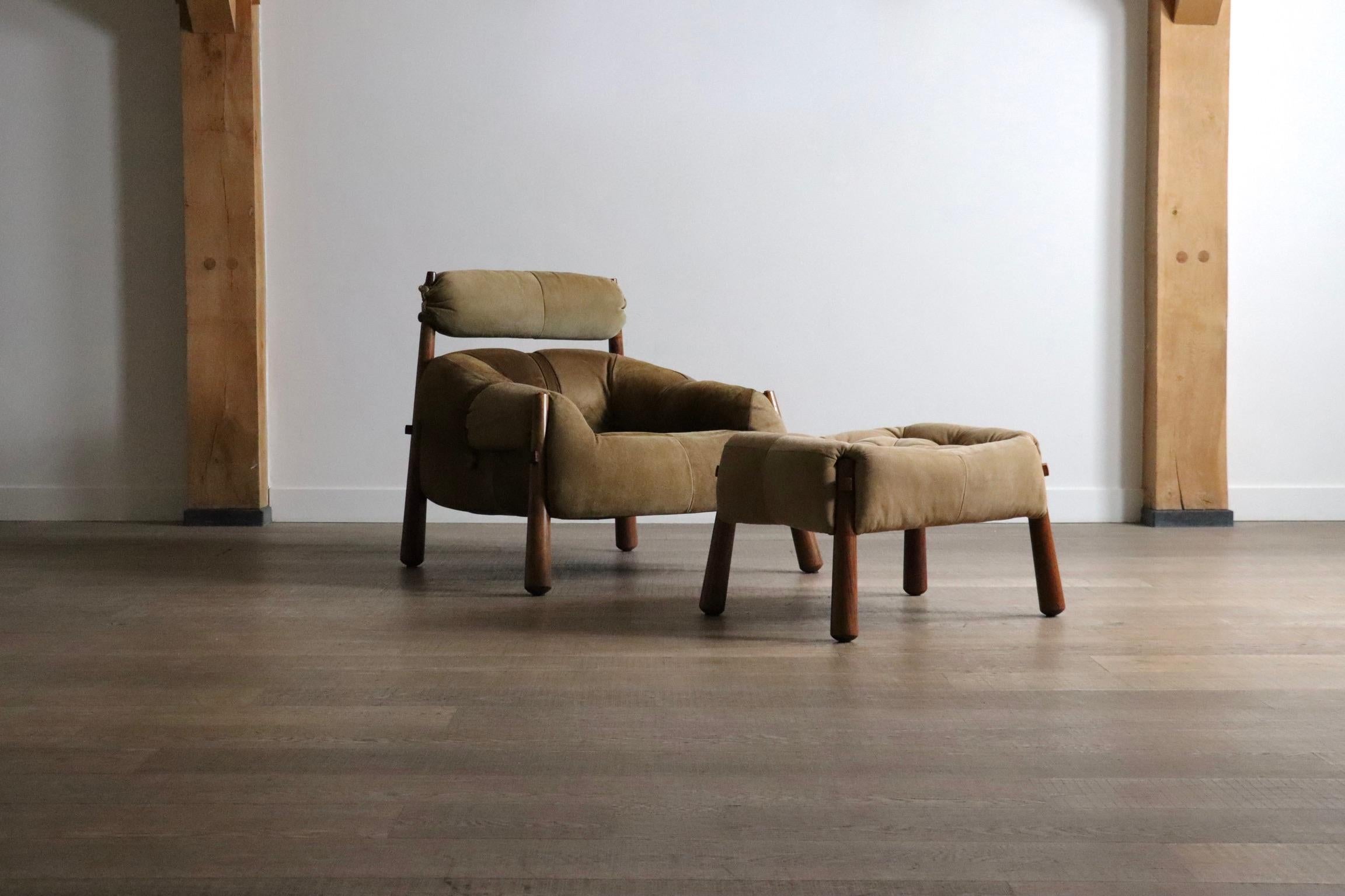 Percival Lafer MP-81 Lounge Chair with ottoman, Brazil, 1970s In Good Condition In ABCOUDE, UT