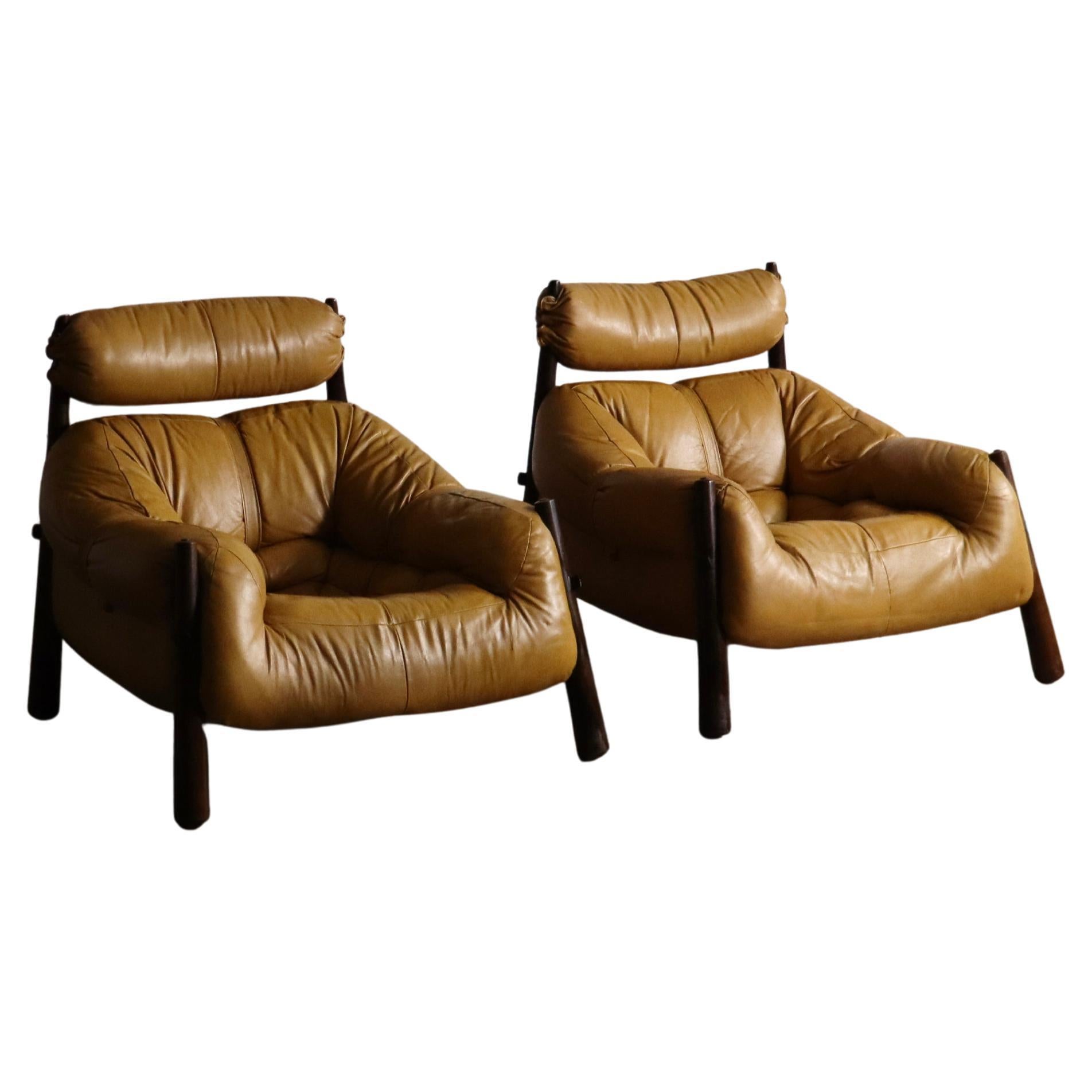Chaises longues MP-81 de Percival Lafer en cuir jaune, Brésil 1970 en vente