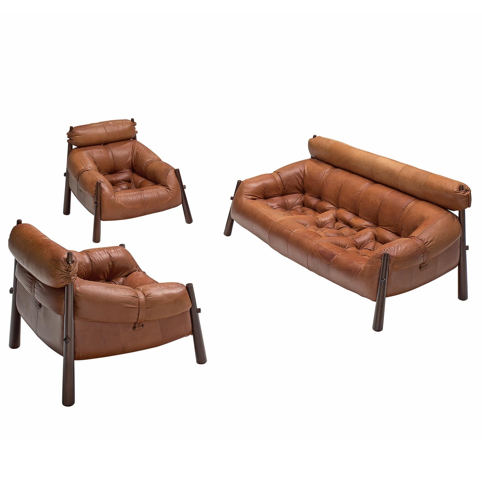 Percival Lafer 'Mp-81' Lounge Set in Rosewood and Cognac
