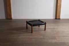 Percival Lafer MP-81 Side Table In Black Leather, Brazil 1970s