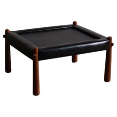 Percival Lafer MP-81 Side Table In Black Leather, Brazil 1970s