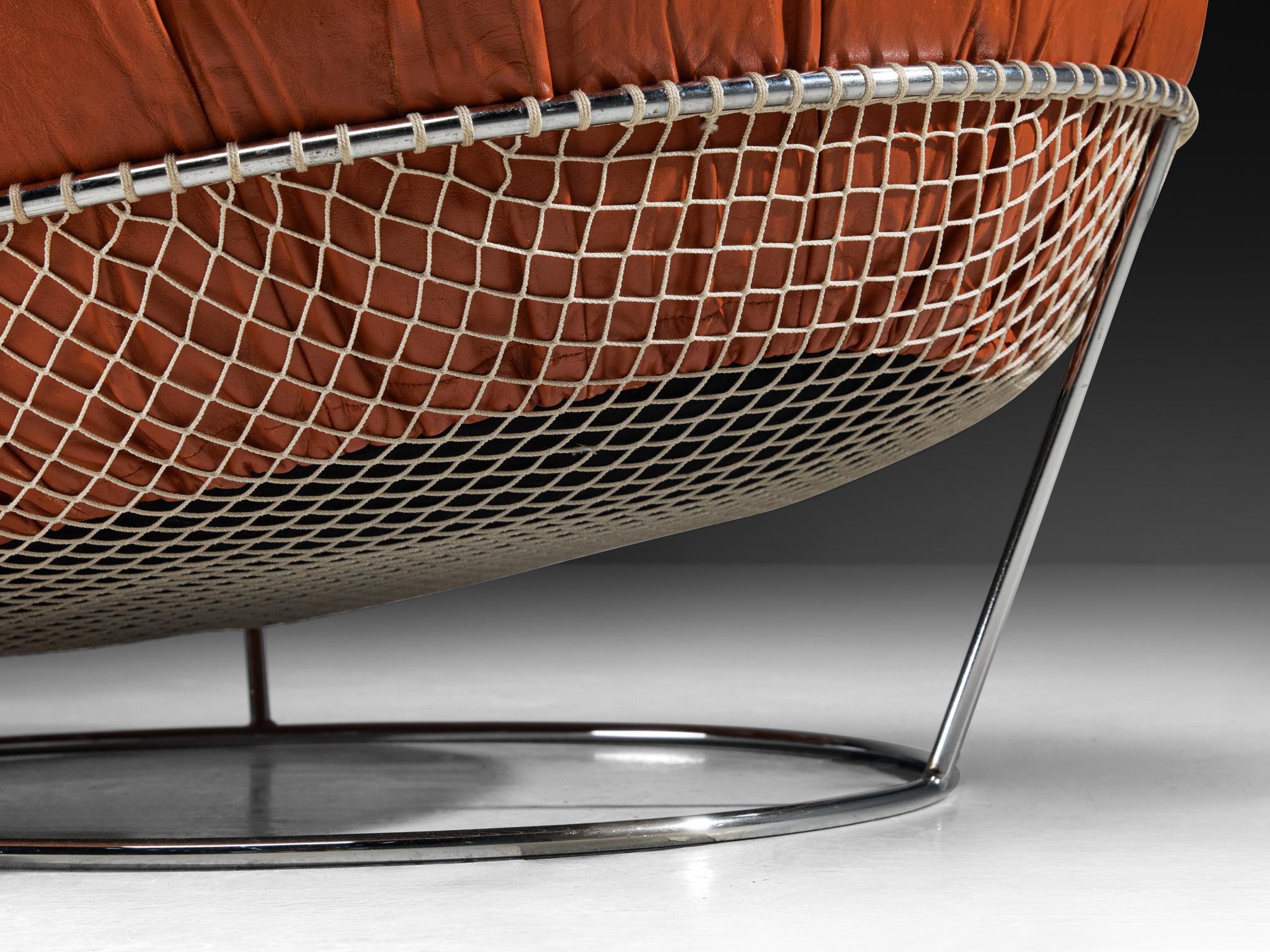 Postmoderne Chaise longue 'MP 87' de Percival Lafer en cuir brun rougeâtre en vente