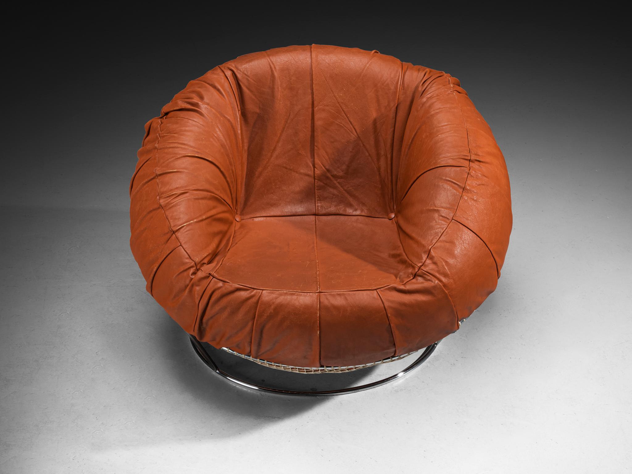 Chaise longue 'MP 87' de Percival Lafer en cuir brun rougeâtre Bon état - En vente à Waalwijk, NL