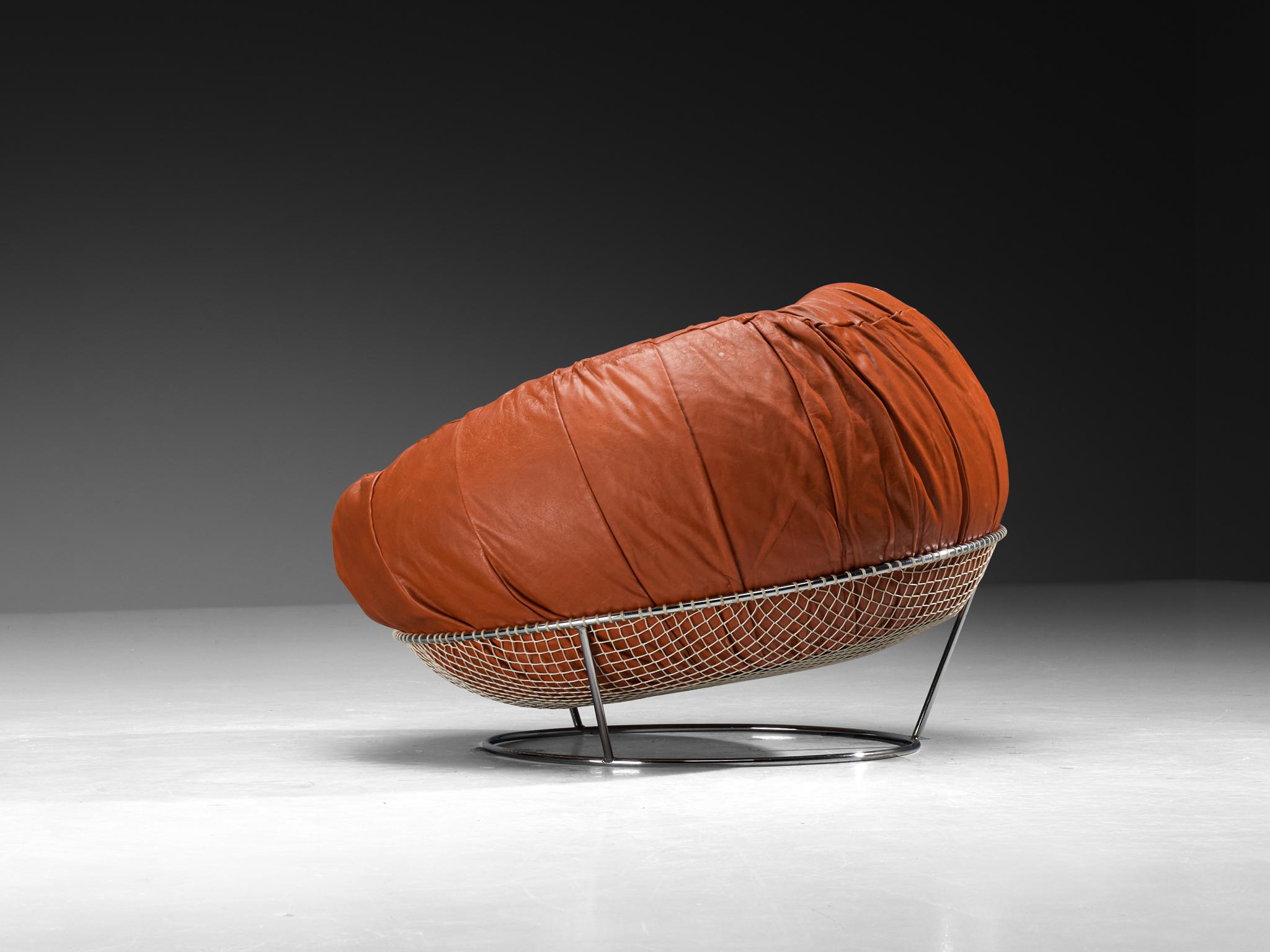 Fin du 20e siècle Chaise longue 'MP 87' de Percival Lafer en cuir brun rougeâtre en vente