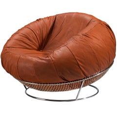 Percival Lafer 'MP 87' Lounge Chair in Reddish-Brown Leather