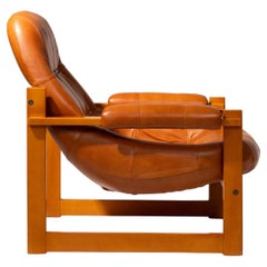 Percival Lafer MP-91 Armchair, Jatobá Wood and Brown Leather, 1970